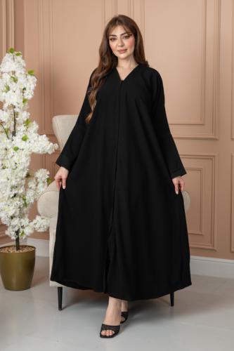 عباية قماش ملكي ازرار تدخيلة كُم اسود