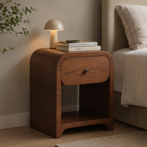 كمودينو سنديان عصري بتصميم منحني أنيق وقشرة طبيعية...