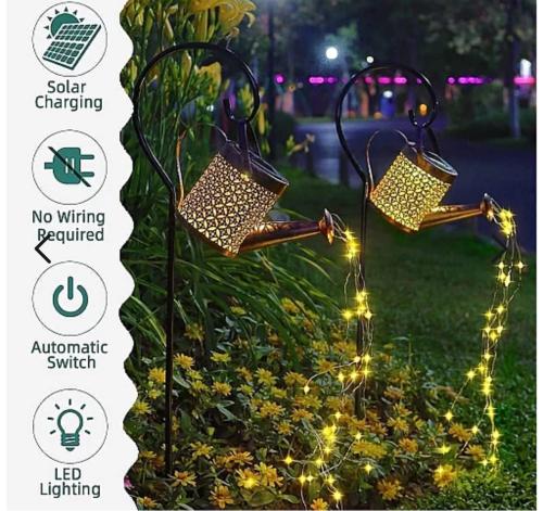 كشاف حديقه غرس ابريق تعمل بطاقه الشمسيه اسود مع لو...