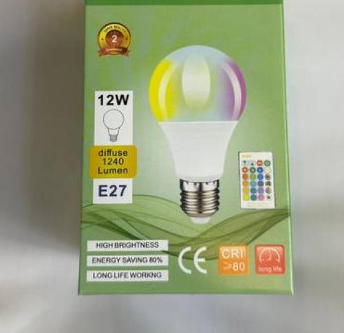 لمبة كورة 12 واط E27 ملون بجهاز تحكم