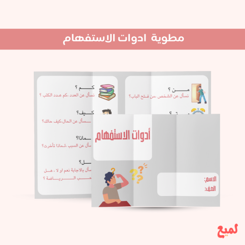 مطوية ادوات الاستفهام (لغتي ثالث ابتدائي ف ١ )