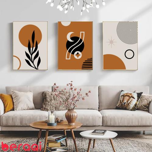 لوحة فن تجريدي بتصميم مودرن 3 قطع