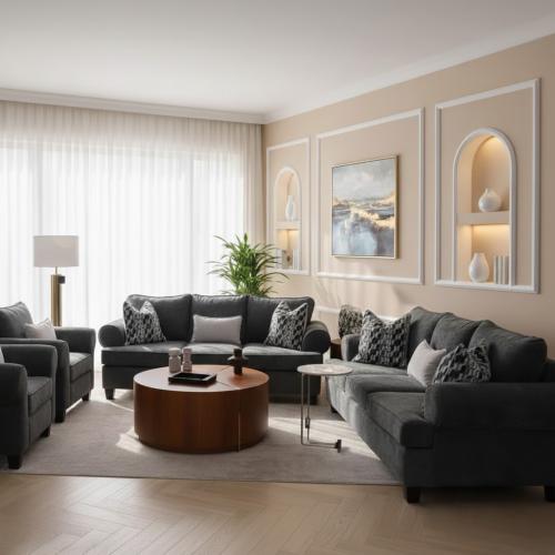 طقم كنب مسك سيلفر