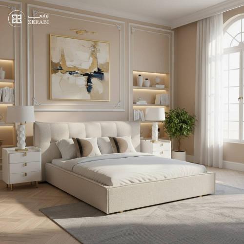 سرير مبطن بتصميم عصري