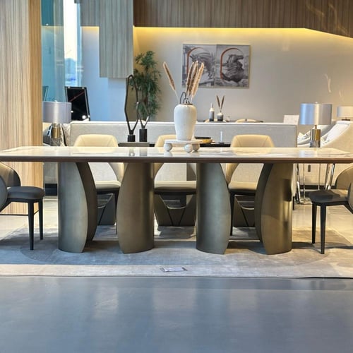 طاولة طعام مستطيلة بسطح سراميك فاخر