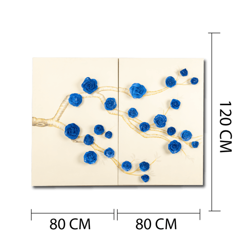لوحة جدارية الزهور الزرقاء