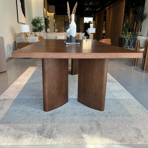 طاولة طعام مستطيلة من الخشب الفاخر - بني