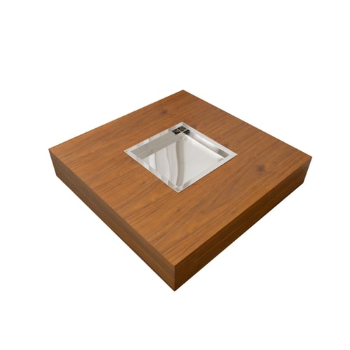 طاولات خشبية مربعة الشكل مع قاعدة نيكل