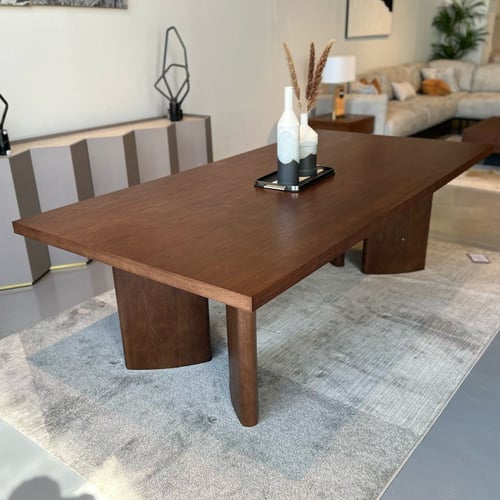 طاولة طعام مستطيلة من الخشب الفاخر - بني