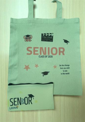 بكج التخرج حقيبة قماشية + حقيبة صغيرة مع امكانية ك...