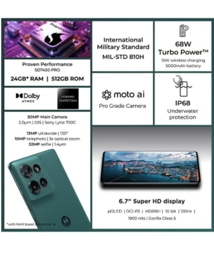 موتورولا ايدج 50 5G ثنائي الشريحة لون أخضر الغابة...