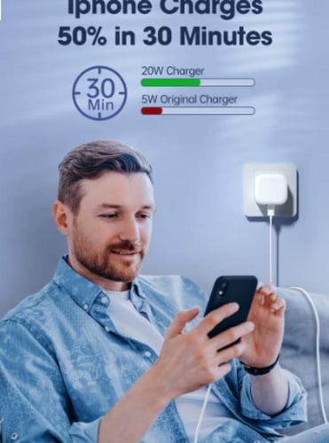 شاحن آيفون سريع الشحن | محول طاقة USB-C بقوة 20 وا...