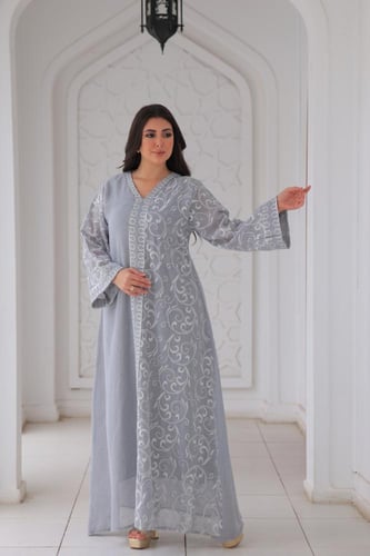 جلابية كويتي راقية رمادي