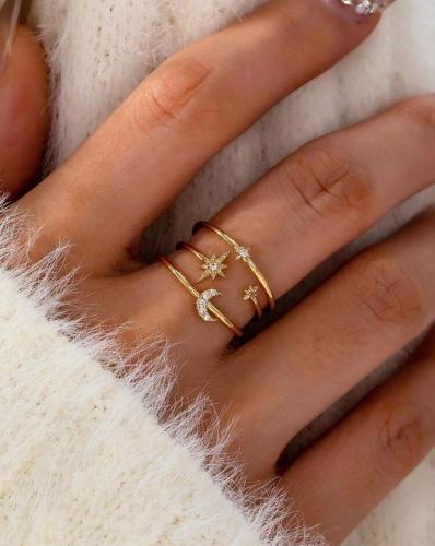 خاتم النجمه والهلال المطلي ذهب