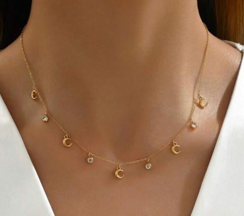 شوكر البيرث ستون والهلال المطلي ذهب