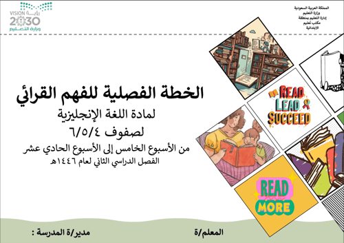 خطة الفهم القرائي لصفوف الرابع / الخامس / السادس