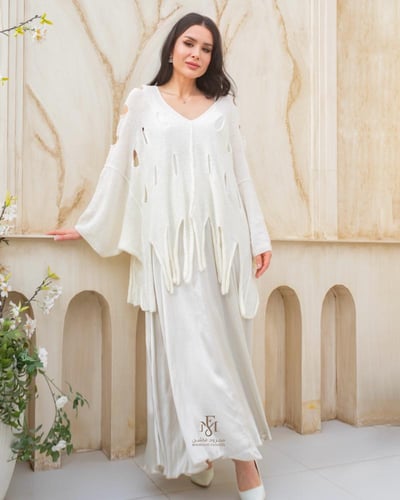 طقم كنزه مع فستان ساتان