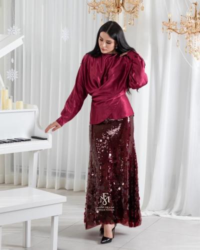 تيور بلوزه حرير وتنوره ترتر