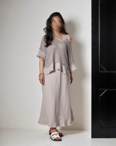 طقم قطعتين فستان بلا أكمام و بلوزه