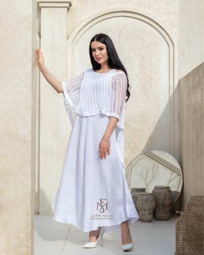 فستان لينن إيطالي ابيض