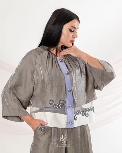 طقم قطعتين بلوزه وبنطلون مطرز