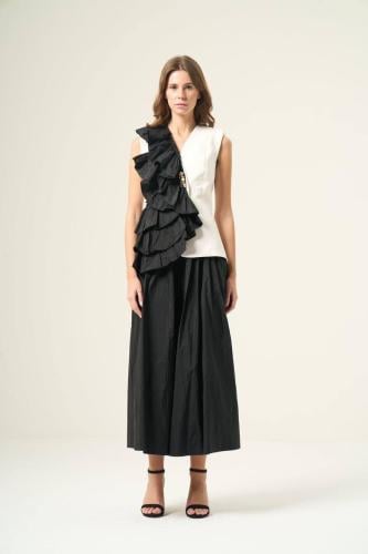 طقم بلوزه كشكش مرصعة بالكريستال مع تنوره طويله