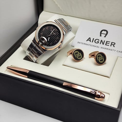 ساعة رجاليه اقنر مع قلم وكبك