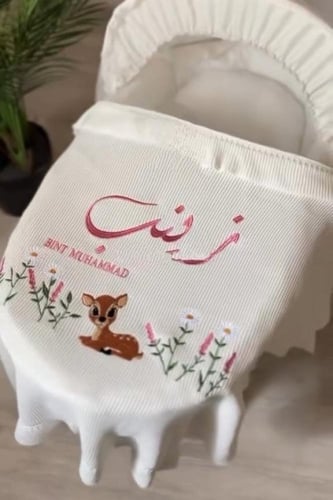 بطانية مواليد بنات مطرزه بالاسم