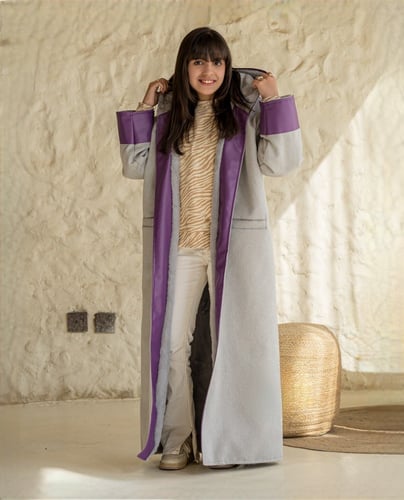 فروه شتويه للبنات لون رصاصي