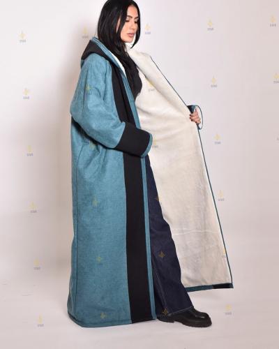 فروة نسائيه شتويه جوخ - ازرق فاتح