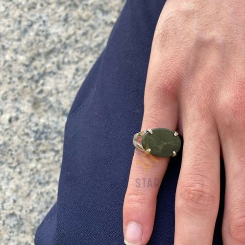 خاتم فضه رجالي ماربل زيتي