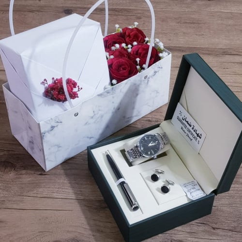 هديه رجاليه مع التغليف والورد