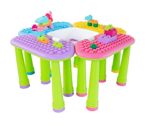 طاولة المكعبات الملونة مع تخزين
