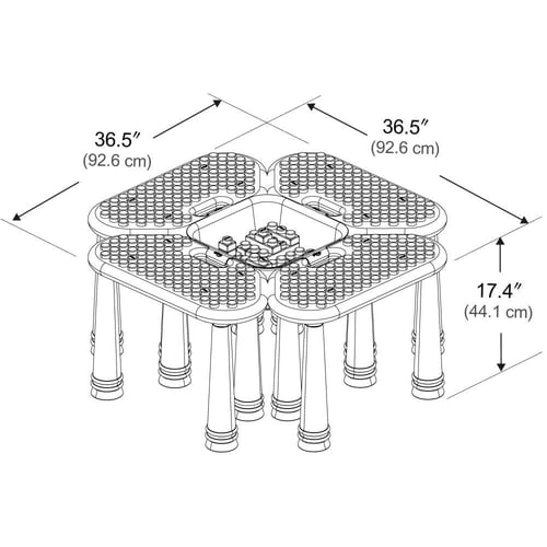 طاولة المكعبات الملونة مع تخزين
