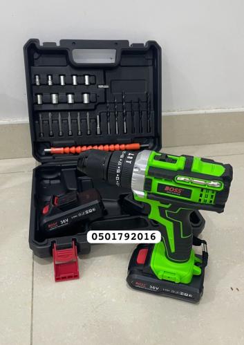 دريل فك وربط راس حديد بطاريتين ٣٦ فولت مع العدة BO...
