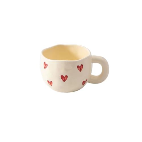 كوب سيراميك 260ml نمط قلب احمر