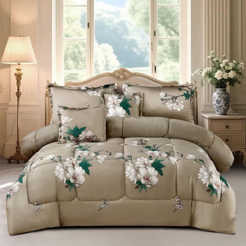 مفرش شتوي مزخرف نفرين فاخر 6 قطع