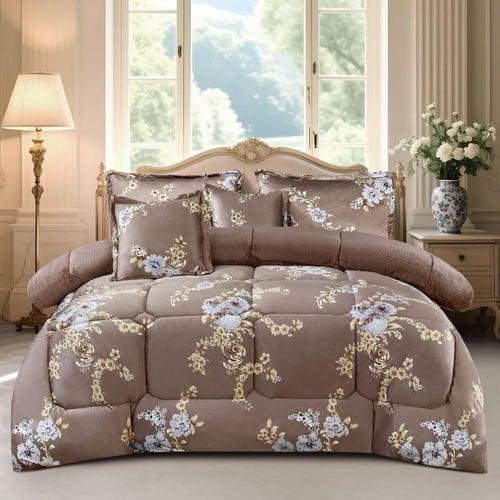 مفرش شتوي مزخرف نفر ونصف فاخر 4 قطع