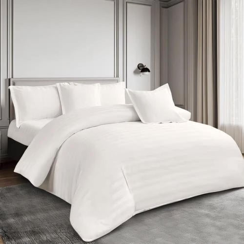 طقم لحاف فندقي فاخر 4 قطع نفر ونص - رمادي