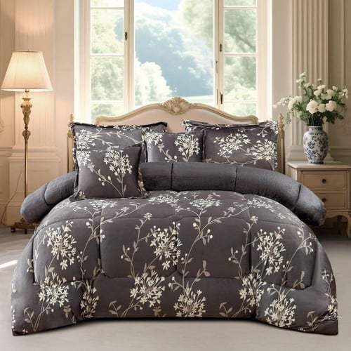 مفرش شتوي مزخرف نفرين فاخر 6 قطع