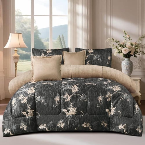 مفرش شتوي مزخرف نفرين فاخر 6 قطع