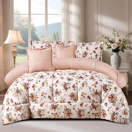 مفرش شتوي مزخرف نفرين فاخر 6 قطع