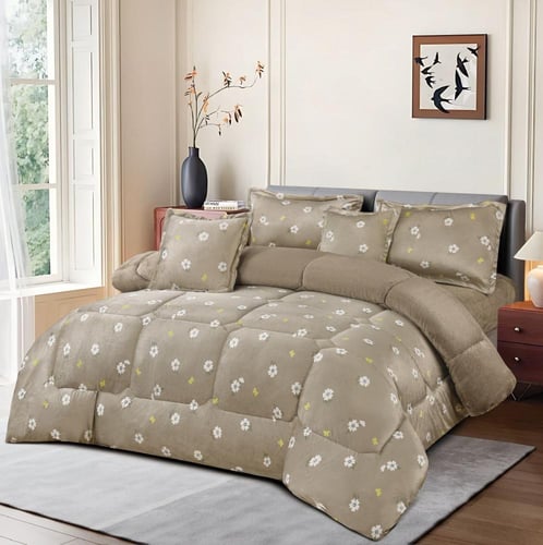 مفرش شتوي مزخرف نفرين فاخر 6 قطع