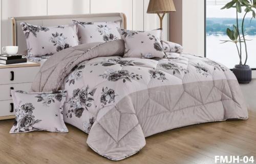 طقم لحاف صيفي نفرين 6 قطع بنقشة ورد أنيقة عيش الفخ...