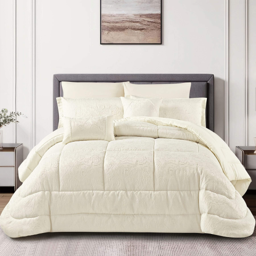 طقم لحاف فاخر دونيتيلا 8 قطع اوف وايت