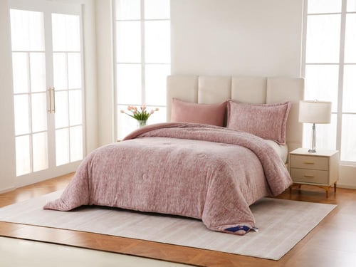 لحاف مخمل شتوي فاخر (نفر ونص - 4 قطع