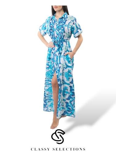 فستان ألوينا -ايطالي باللون الأزرق