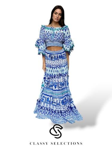 طقم ليار - طقم ايطالي بقوش زرقاء