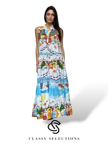 فستان فيليا- فستان ايطالي بنقوش ملونة