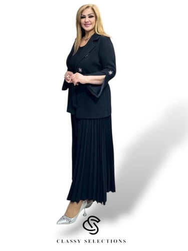 طقم أسود سهرة مشكوك مقاسات كبيرة